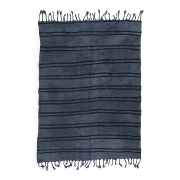 6x8 Navy Blue & Black Striped Kilim Rug, 174x240Cm