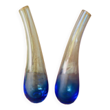 Duo of blue glass soliflore in the 70s