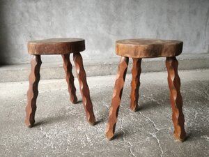 Vintage brutalist tripodes stools
