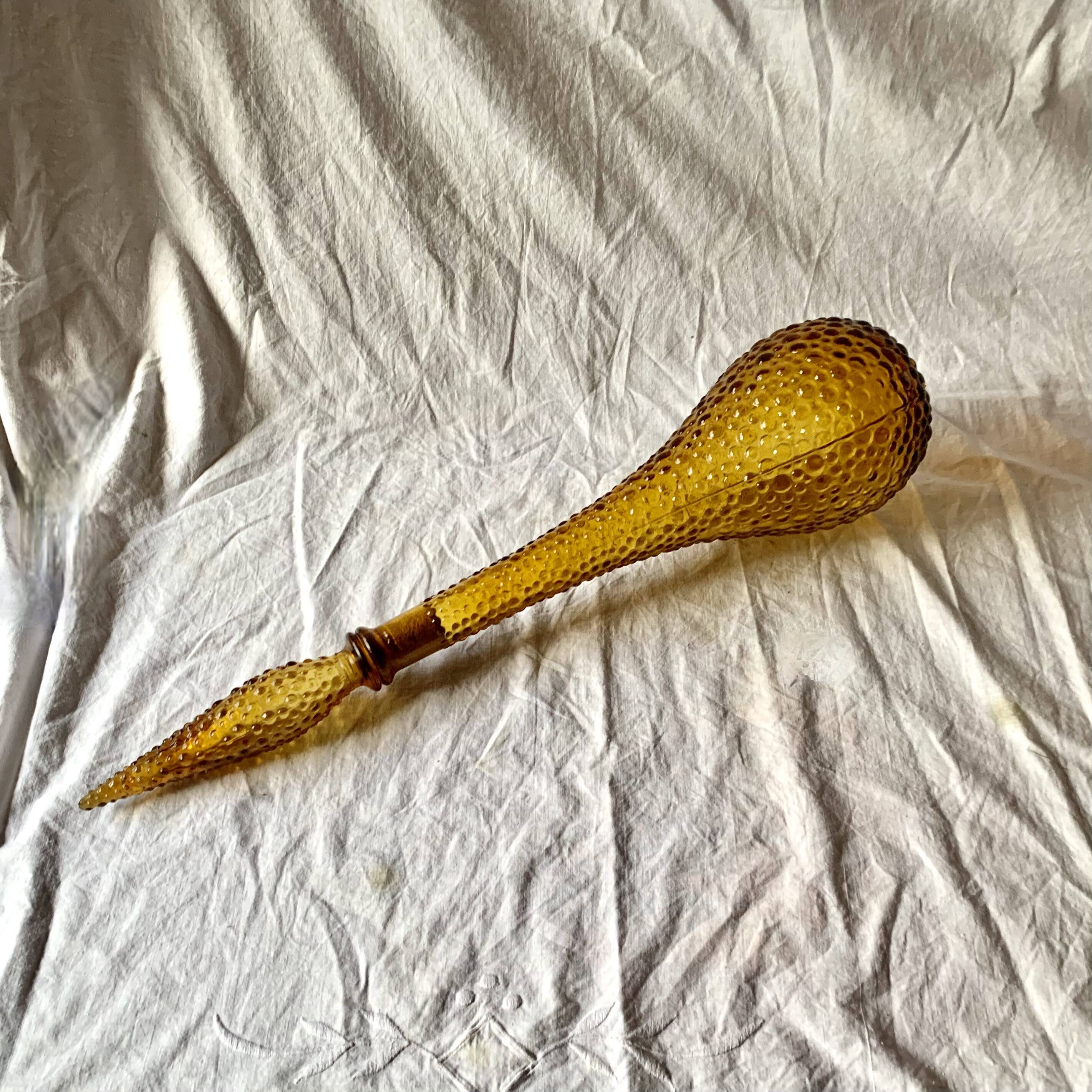 Amber yellow Empoli glass bottle