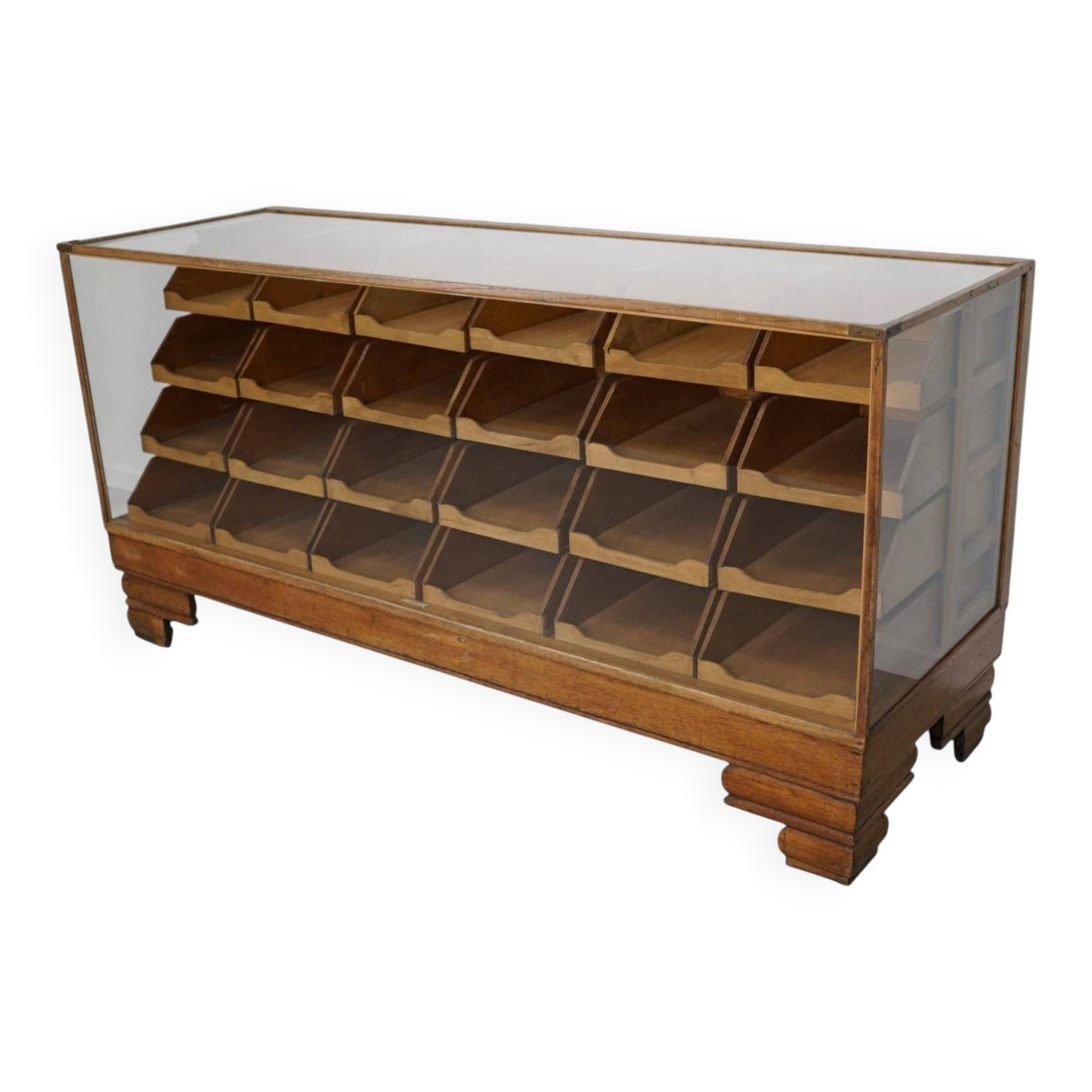 Antique British Oak Haberdashery Cabinet or Shop Counter, 1920/30s