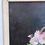 Vintage original flower oil painting, floral still life art