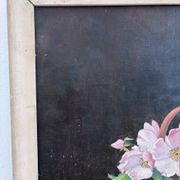 Vintage original flower oil painting, floral still life art