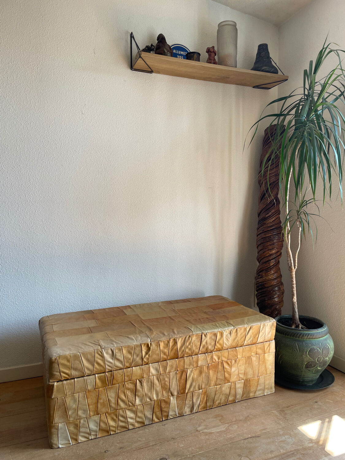 Banc pouf coffre en cuir patchwork  De Sède