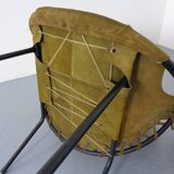 Olive Green Suede Balloon Chairs from Lusch, Germany, 1960s, Set of 2