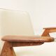 Scandinavian beige boucle armchair modern design rustic oak