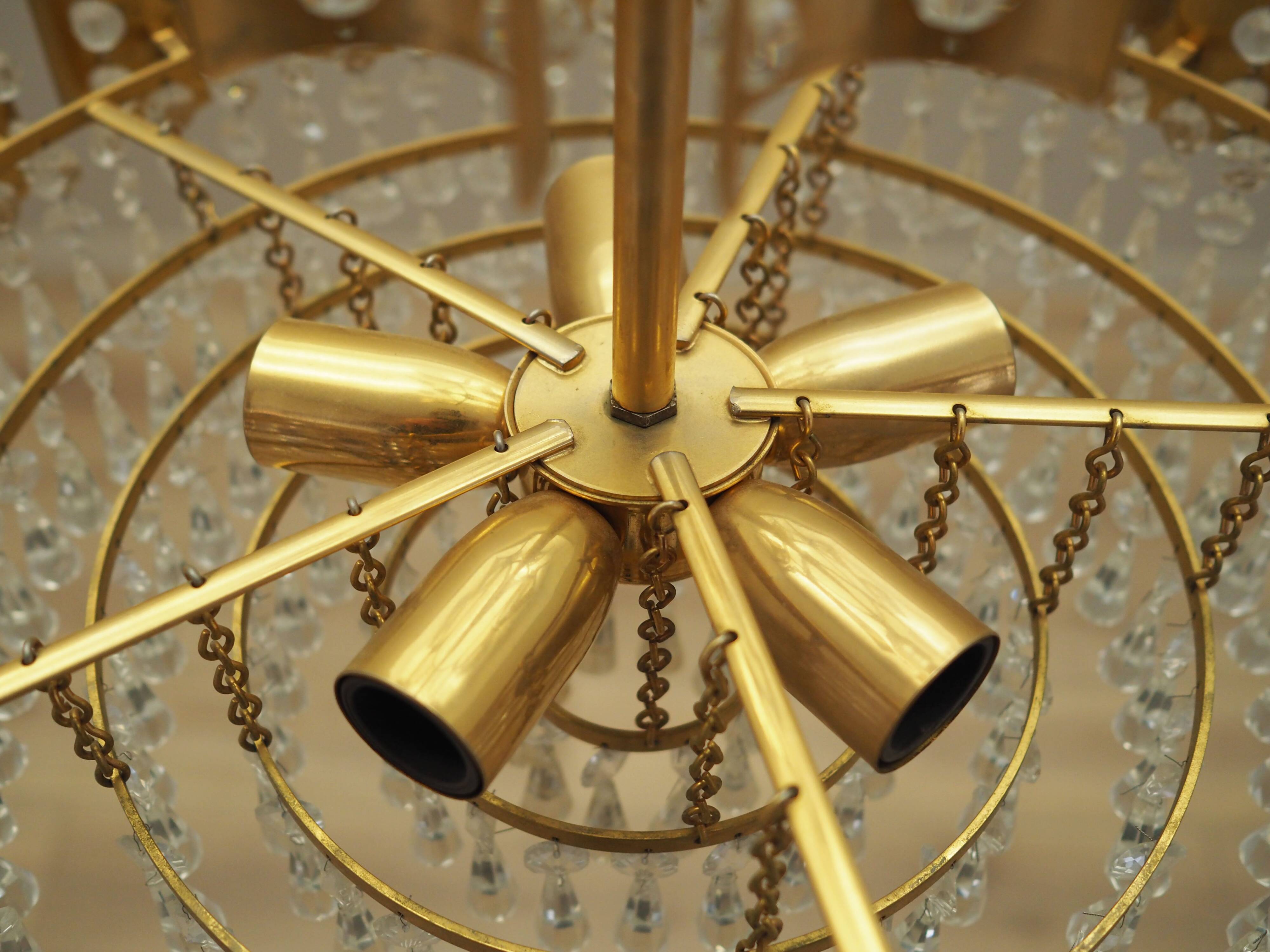 Brass chandelier, Danish design, 1970s, produced in Denmark