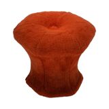Pouf repose-pieds rond recouvert de peluche en forme de champignon vintage des années 60 et 70