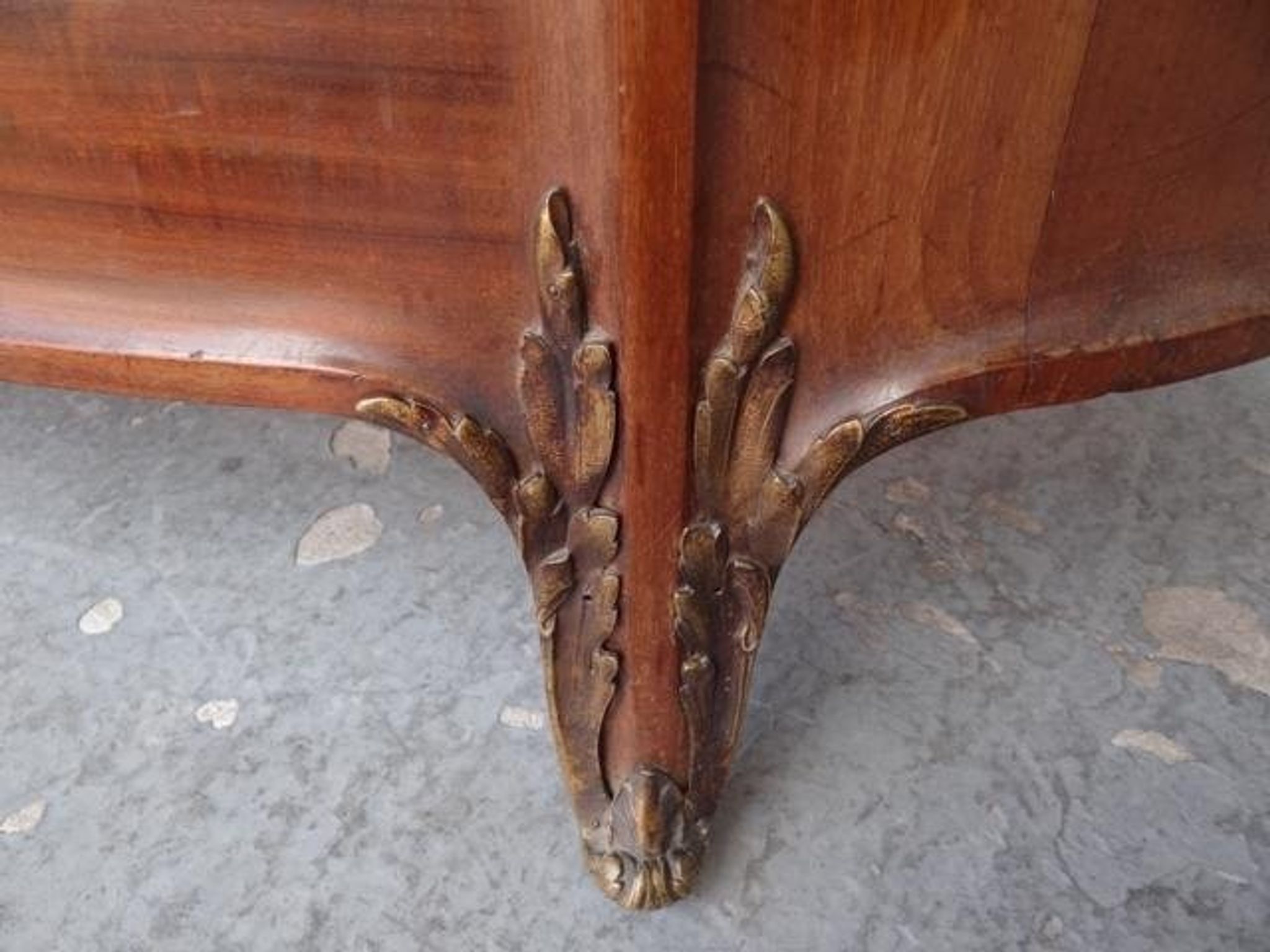 Golden bronze Louis XVI style mahogany bed