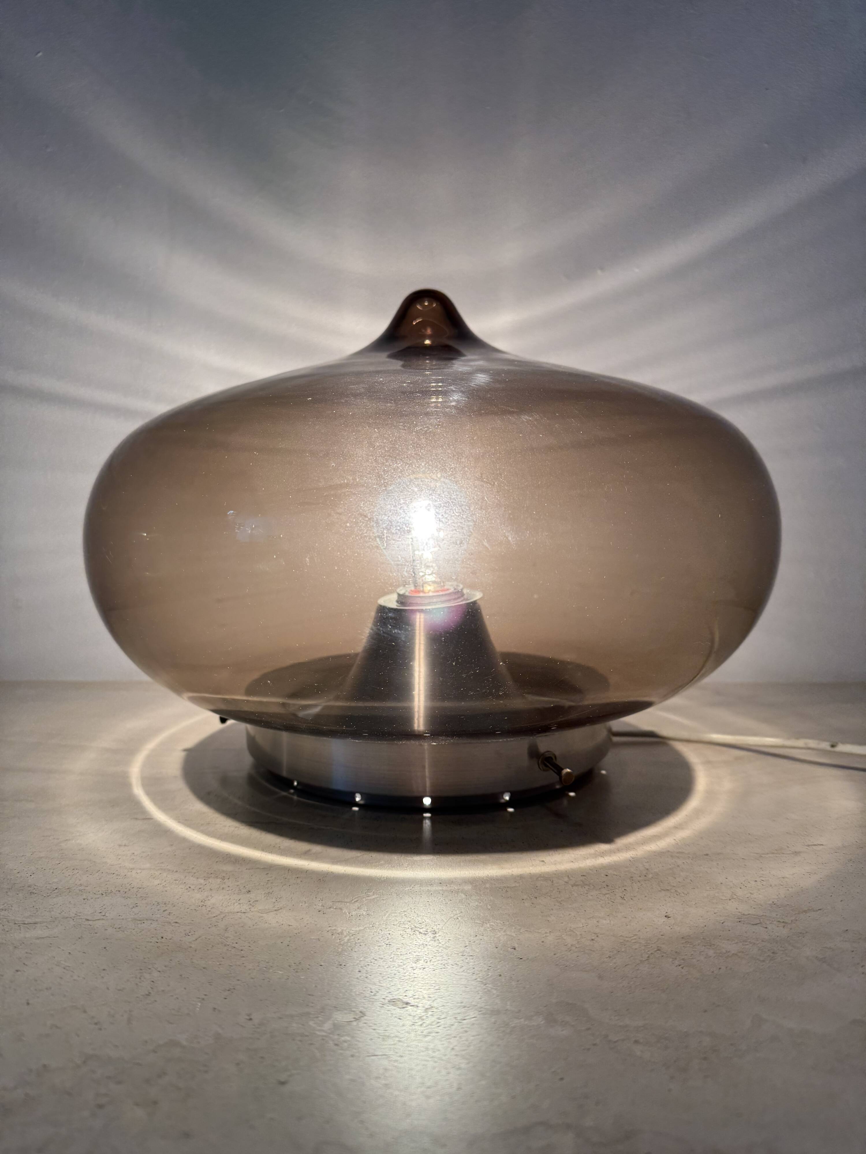 Mid-century Dijkstra smoked glass ceiling lamp space age, 1970’s