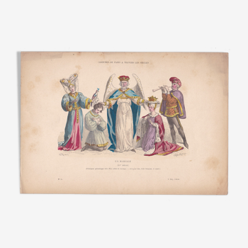 Une illustration image planche d'époque  :  costumes de Paris  éditeur F . Roy