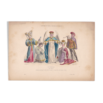 Une illustration image planche d'époque  :  costumes de Paris  éditeur F . Roy