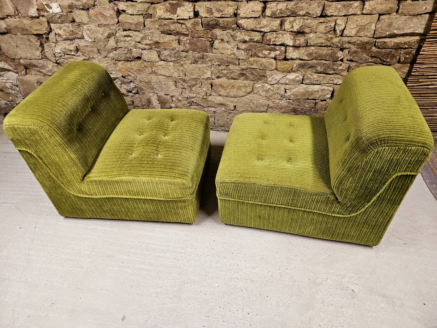 Pair of ribbed armchairs 1970
