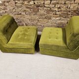 Pair of ribbed armchairs 1970