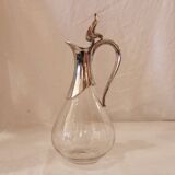 Carafe in glass and silver metal, 20th century