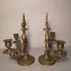 Pair of piano candlesticks in golden bronze 19th century
