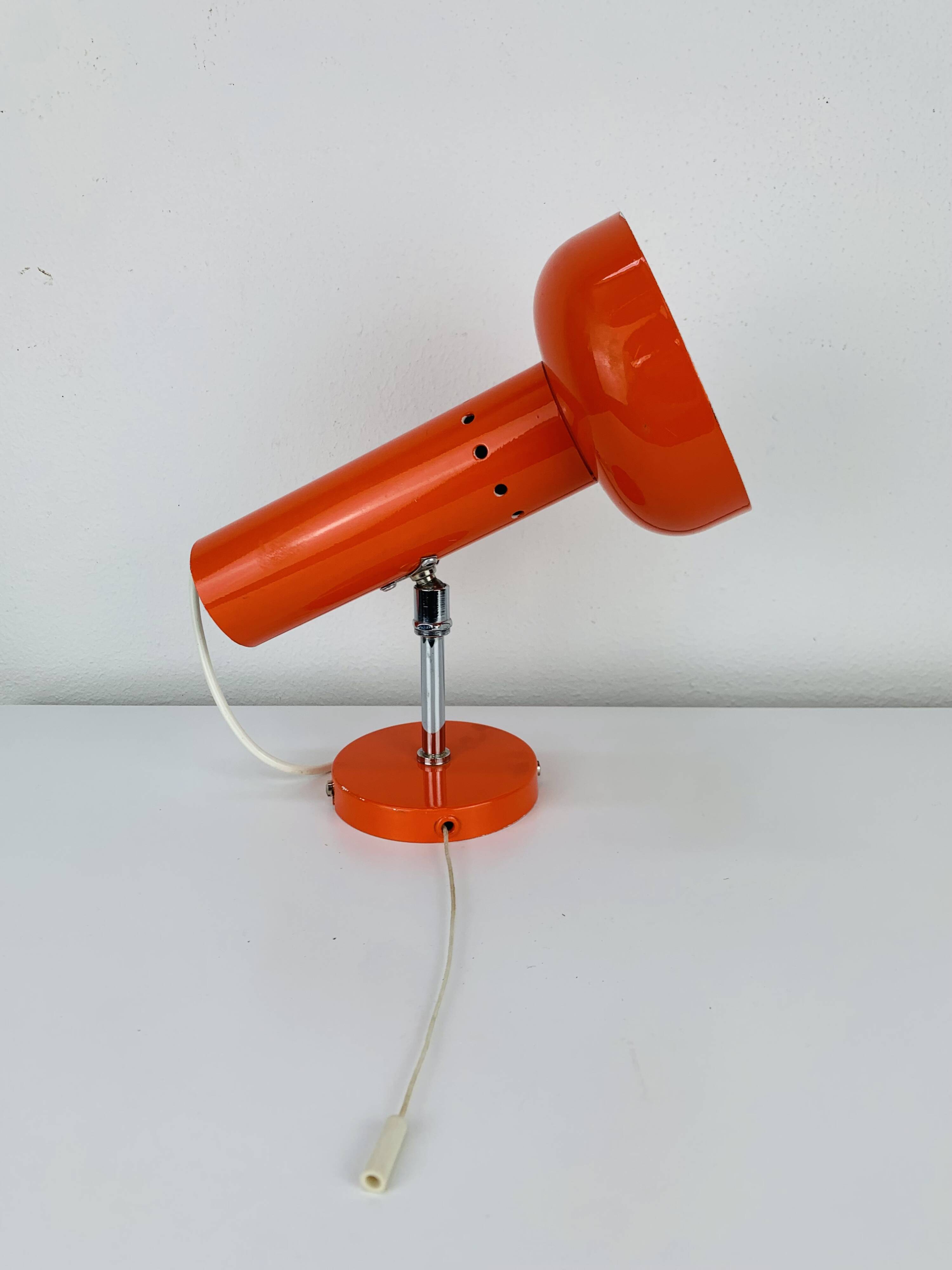 Vintage 70s orange spotlight wall light, space age