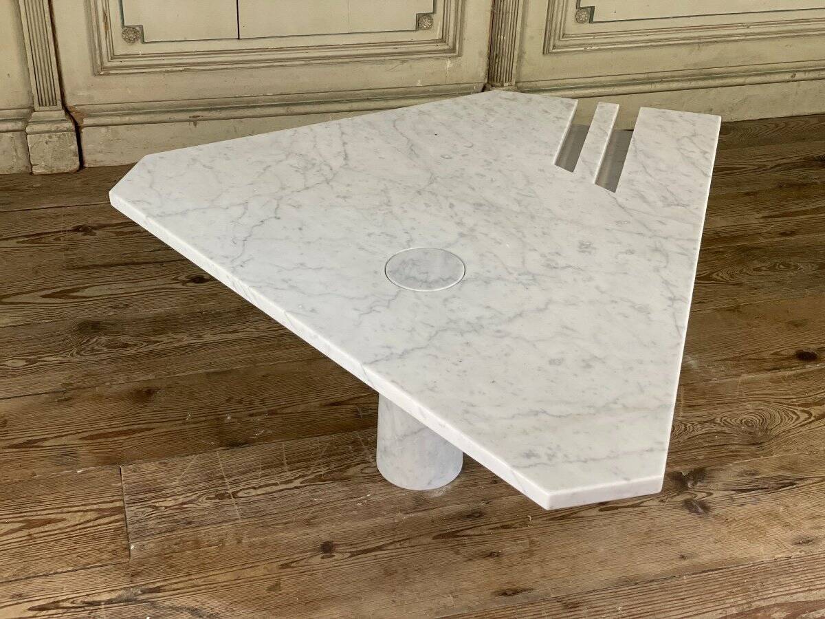 Postmodernist table in Carrara marble