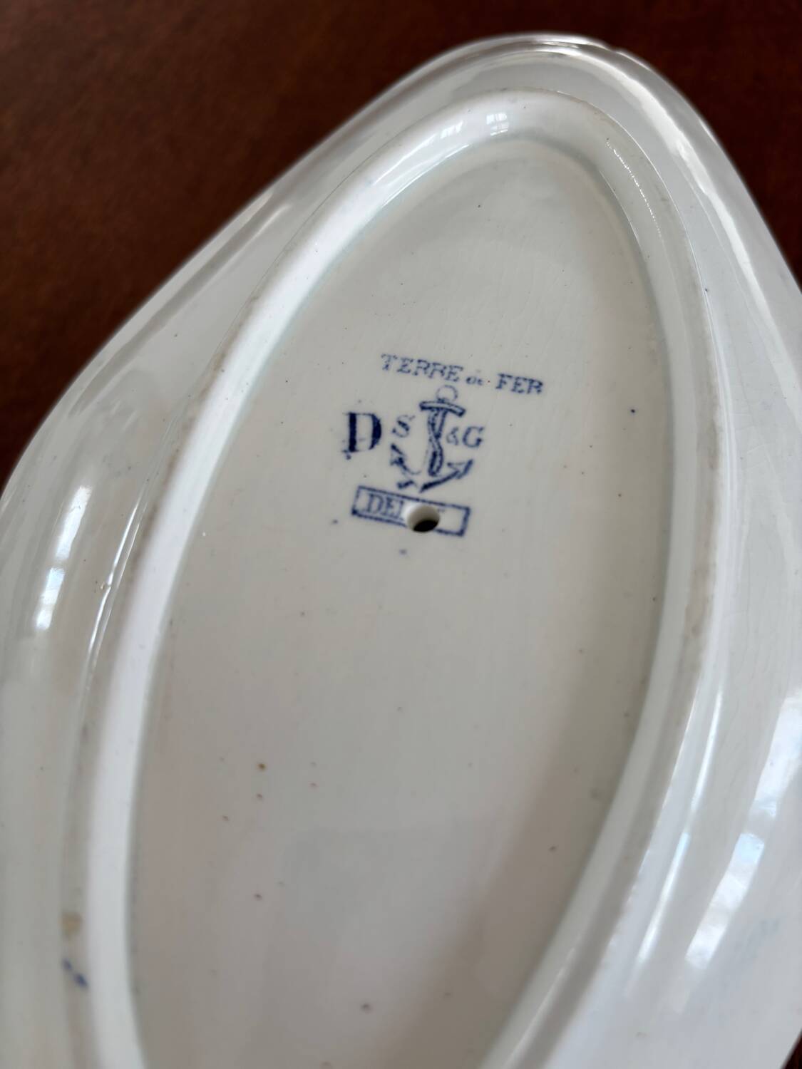 Antique ironstone sauceboat | Blue and white earthenware | Tableware