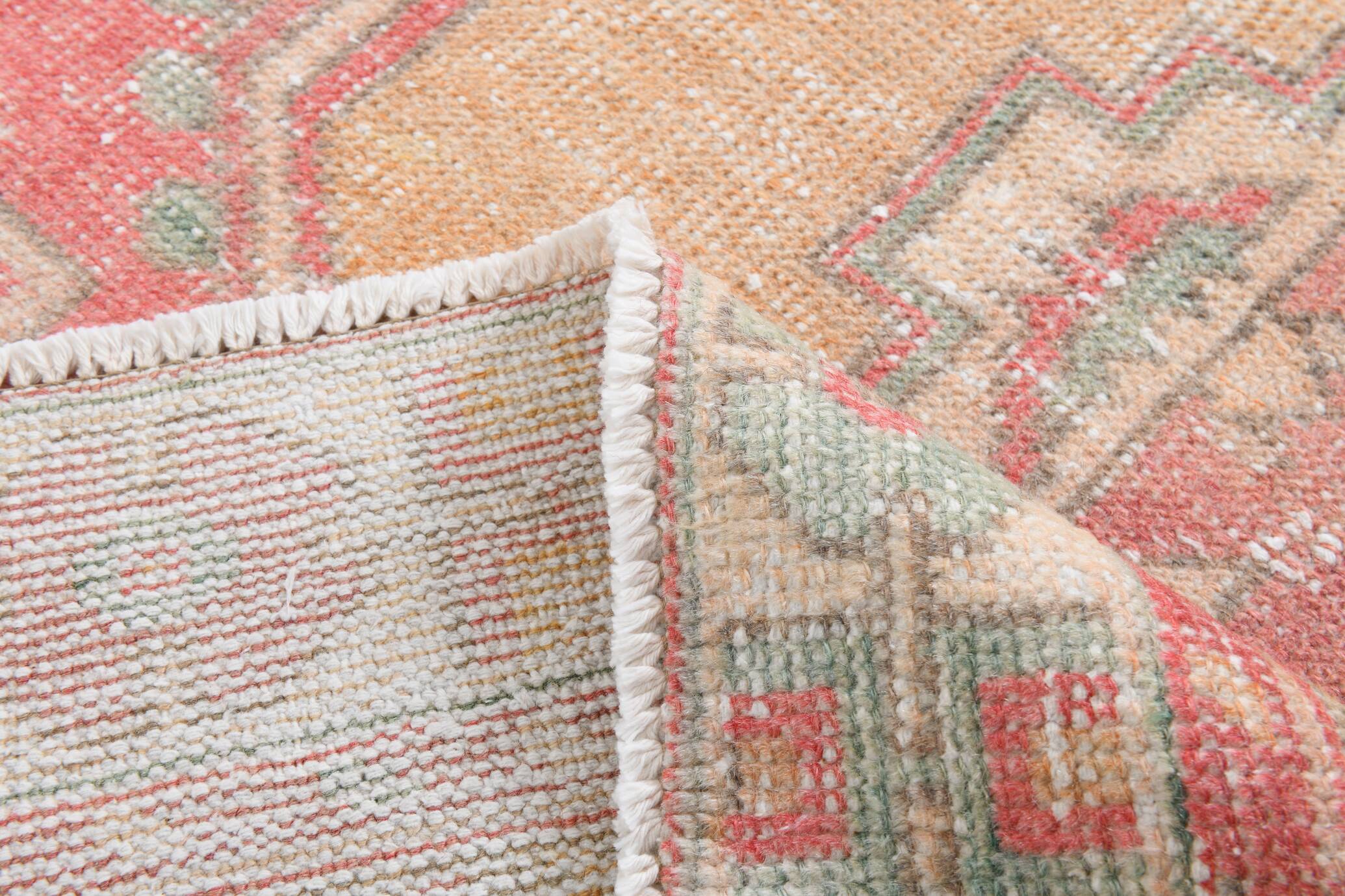 4x8 Red & Yellow Pastel Vintage Rug, 117x254Cm SK 20718