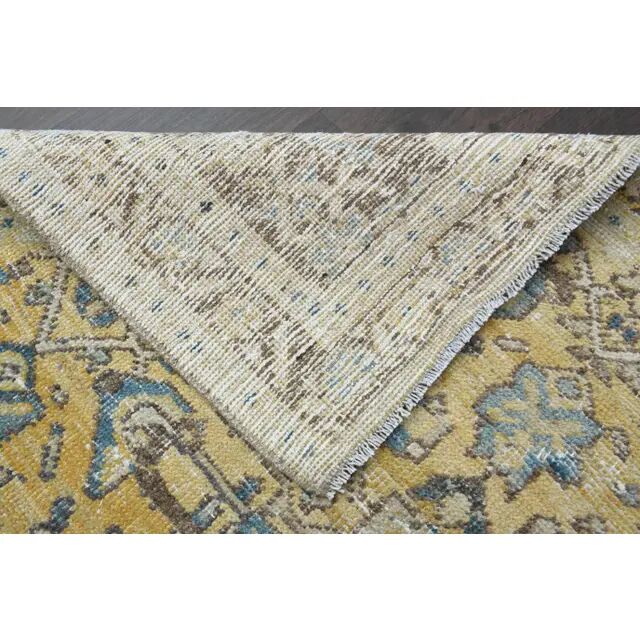 Vintage Turkish Hand-Knotted Wool Cotton Orange Runner Rug 110x270