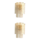 Pair of Contemporary Hammered Strips ”Listelli” Murano Glass Gold Wall Sconces by Simoeng