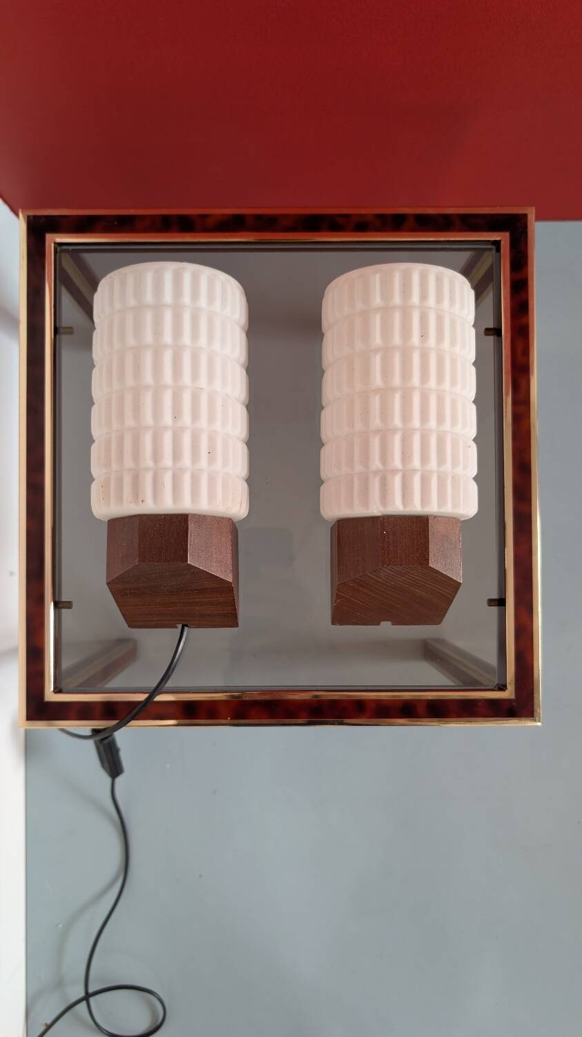 Pair of wall lights by Louis Kalff for Philips - glass and opaline.