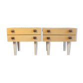 Paire de chevets vinatge en bois blanchi