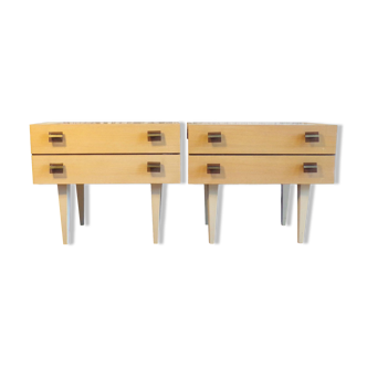 Pair of vinatge bedside tables in bleached wood