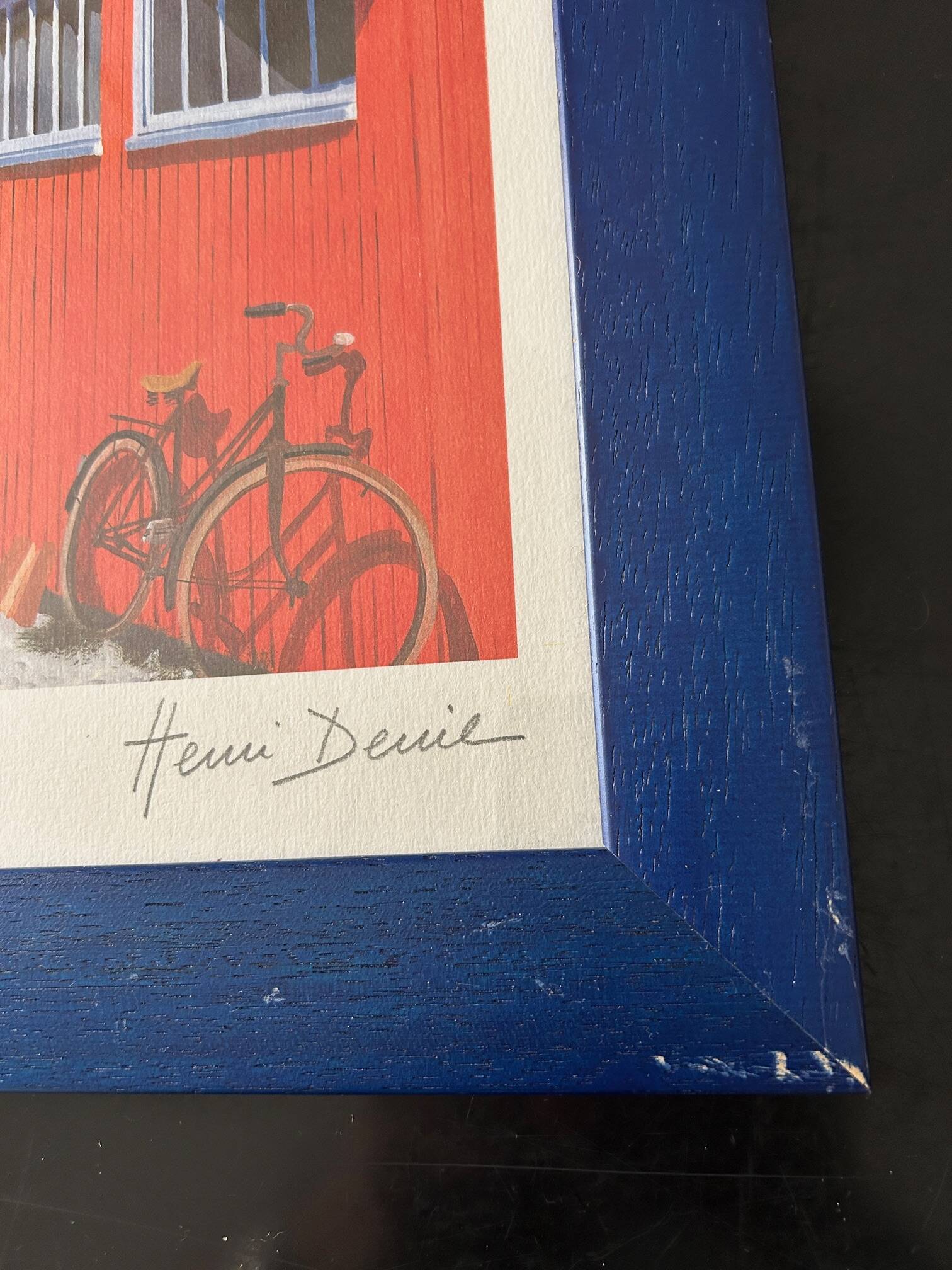 lithograph "Fisherman's hut" signed Henri Deuil
