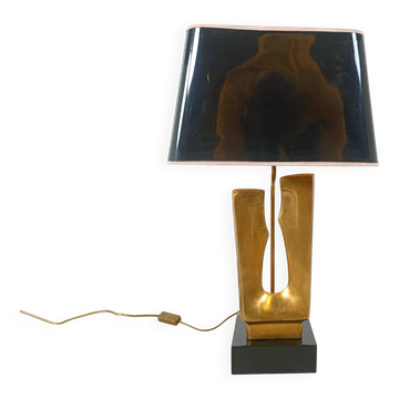 Lampe de table en laiton en forme de feuille des années 1970.