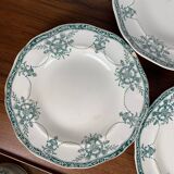 Set of 3 flat and deep plates, "Compiègne" model, Longwy, green