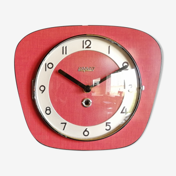 Vintage formica silent wall clock "Bayard red"