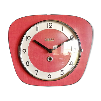 Vintage formica silent wall clock "Bayard red"