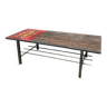Table basse vintage métal céramique bois