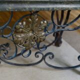 Art deco table, wrought iron on marble, circa 1940