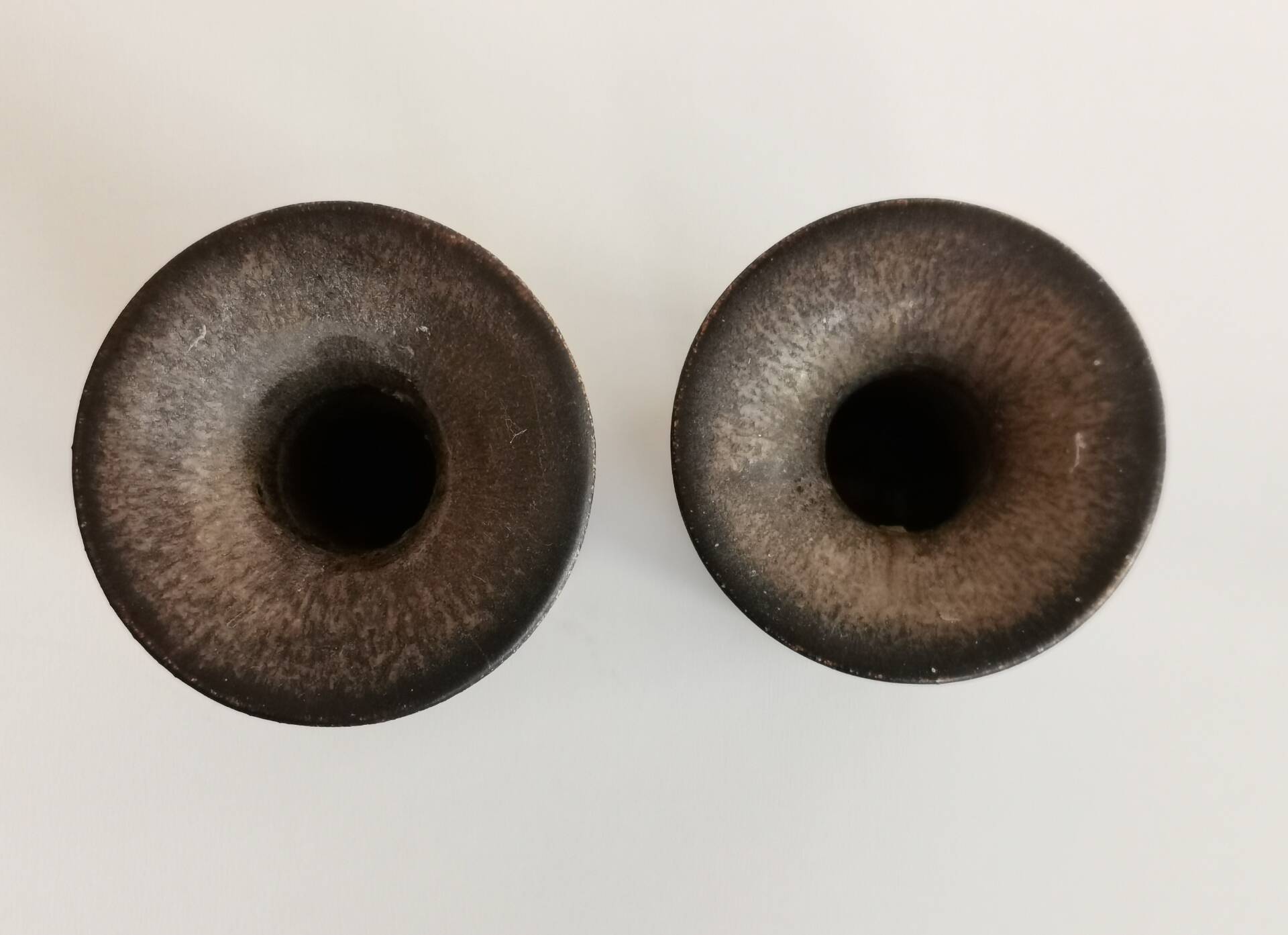 Vintage Scandinavian design glazed stoneware candle holders signed