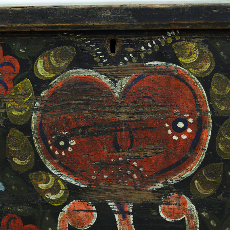 Antique painted Folk art bridal chest