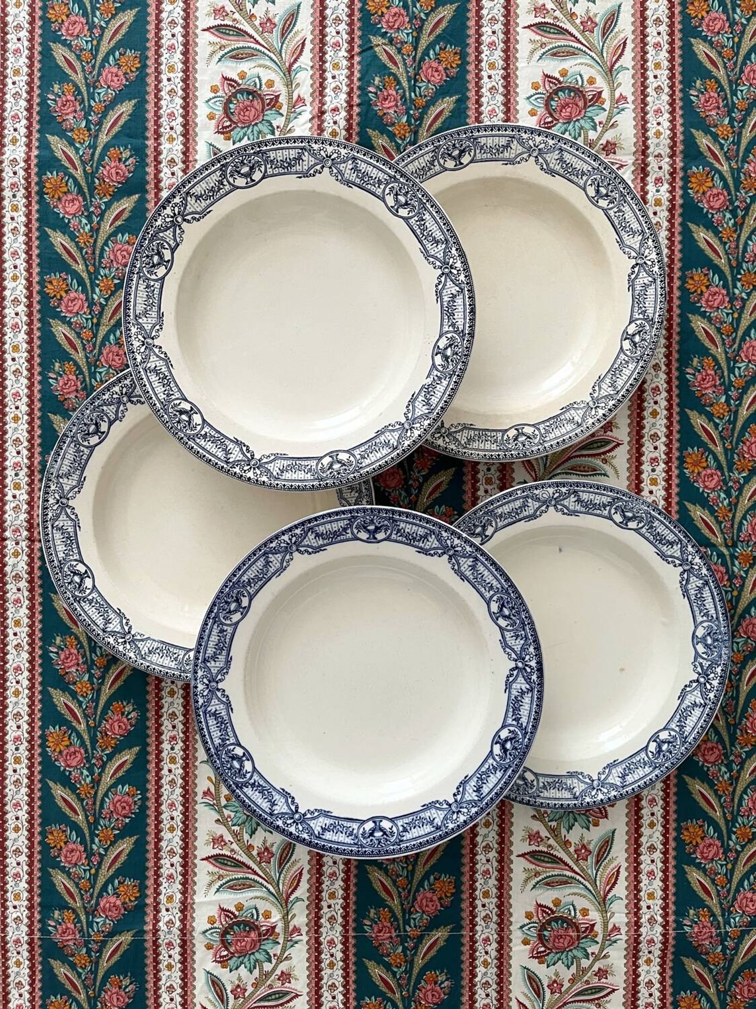 5 assiettes creuses terre de fer « Directoire » Salins