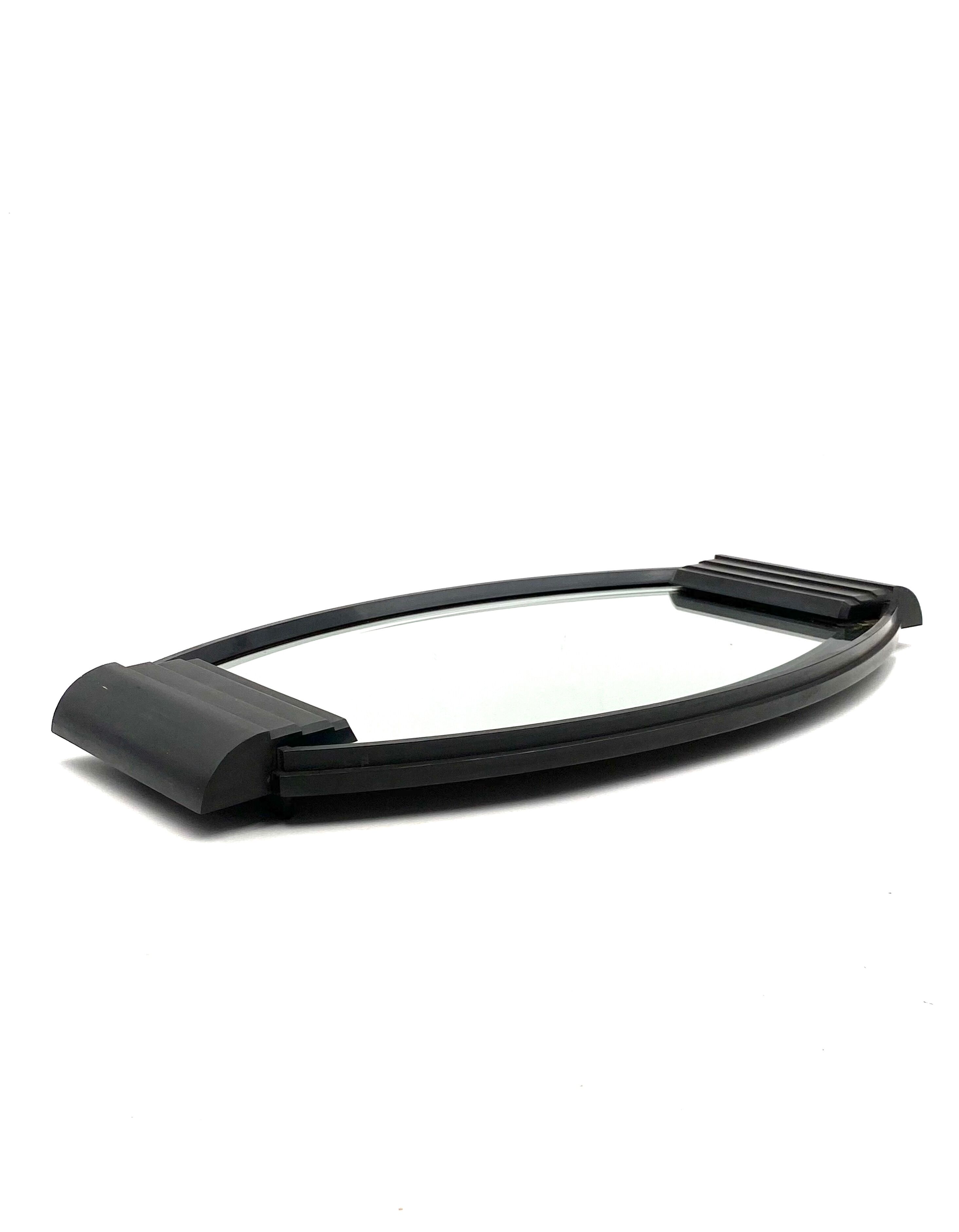 Art deco cubist bakelite mirrored tray, France 1930s