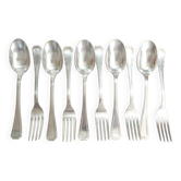 Lot de 5 fourchettes et 5 cuillères à soupe Christofle Alfénide