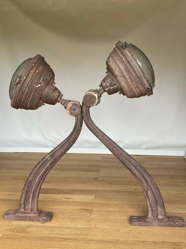 Two floor lamps applied iron cast iron art deco 1930 industrial