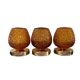 Set of three vintage wall or ceiling lights in amber chiseled glass