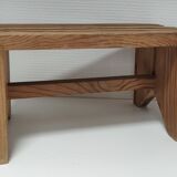 Vintage solid pine slatted low stool