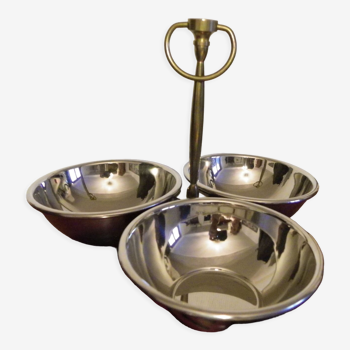 servant 3 vintage stainless steel bowls brass plug in perfect condition