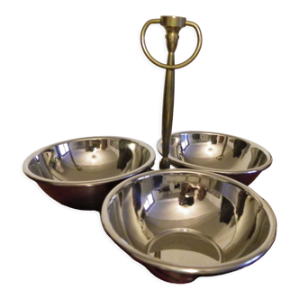 servant 3 vintage stainless steel bowls brass plug in perfect condition
