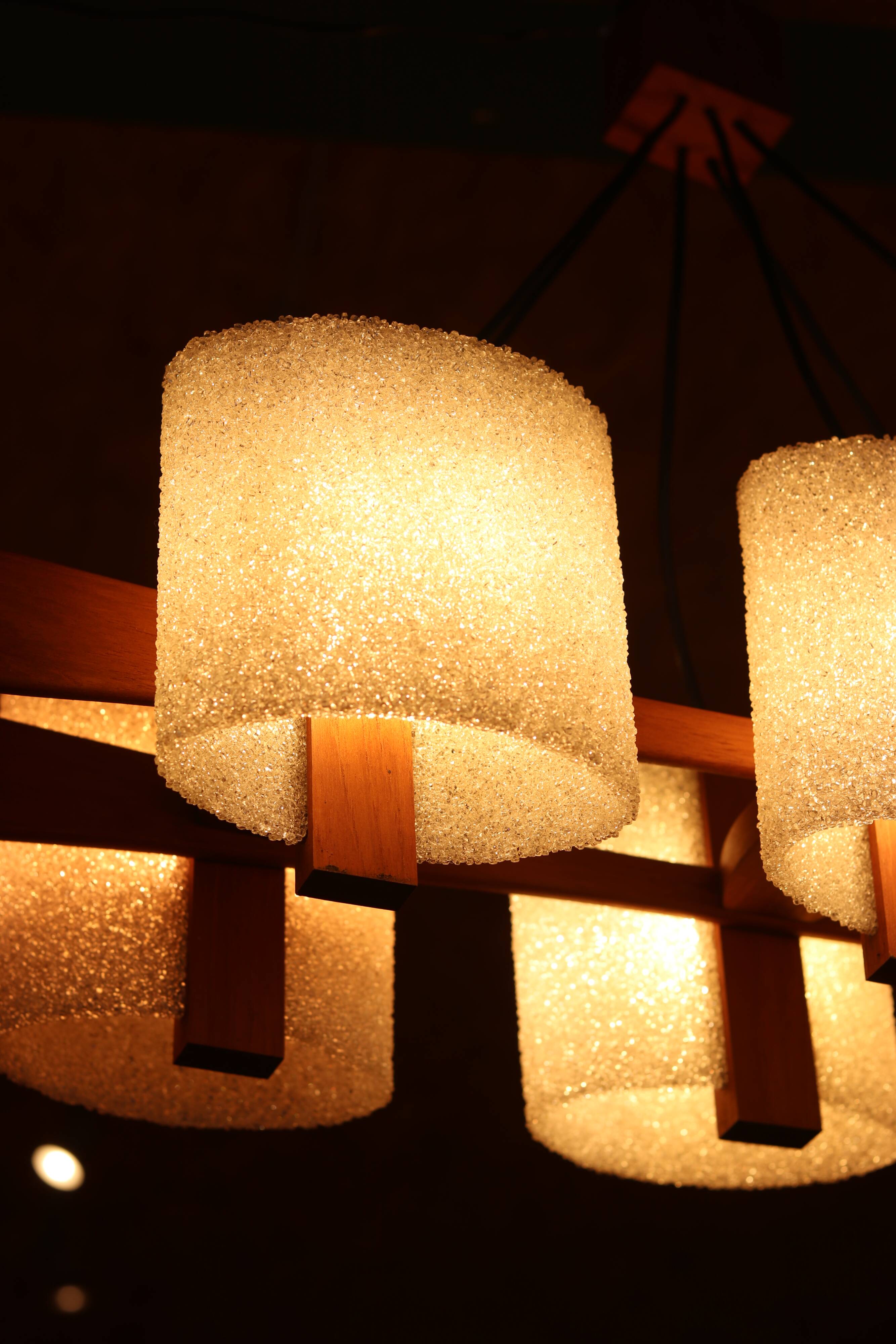 Teak & Perspex granite chandelier (60s)