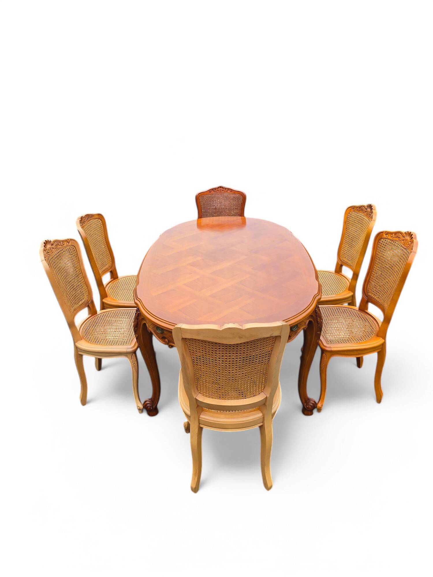 Louis XV style cherry wood table with extensions