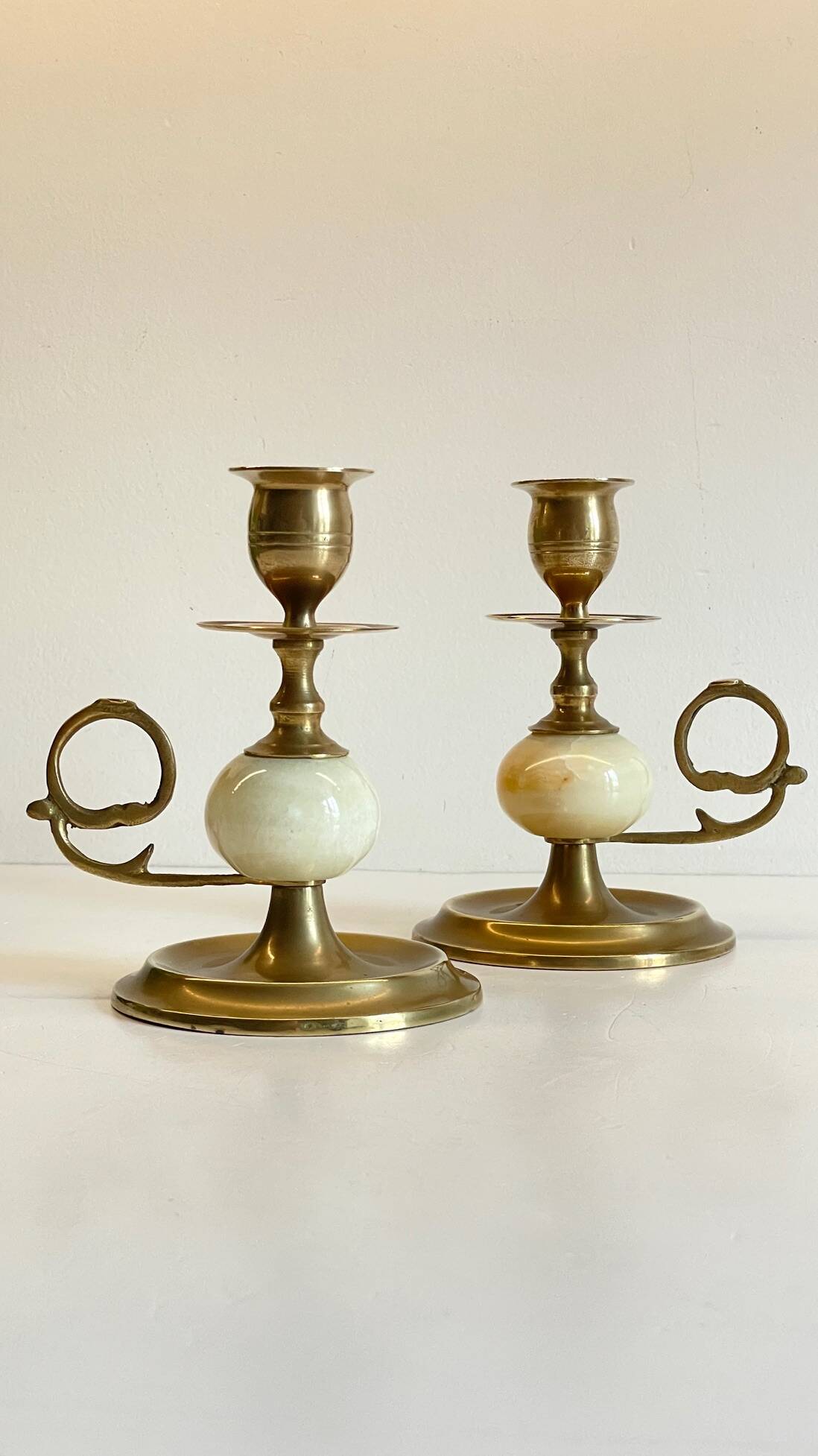 BOUGEOIRS Vintage Onyx Marble and Brass