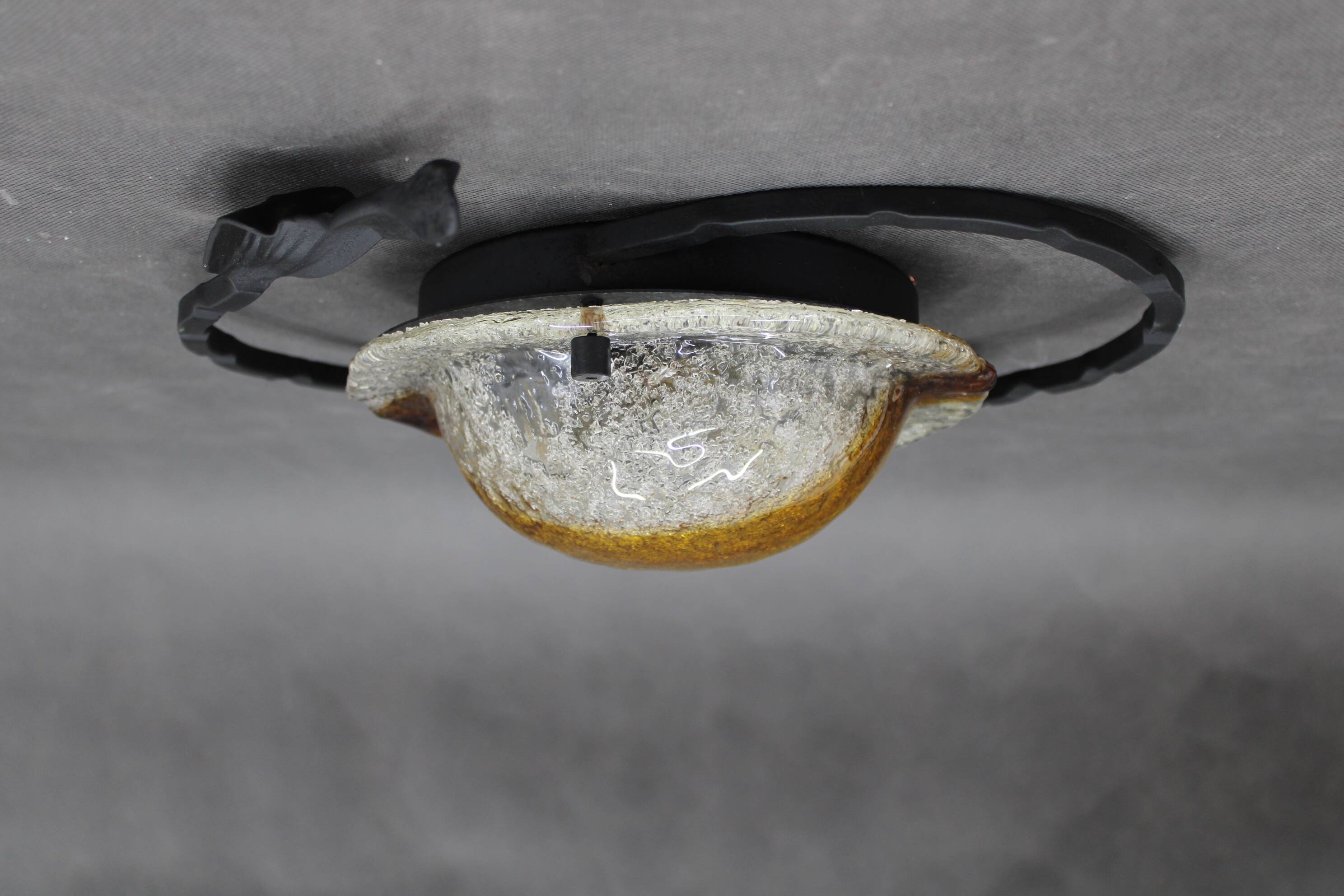 1970s Italian Wall Sculpture With Glass Shade